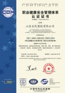 职业健康安全管理体系认证证书